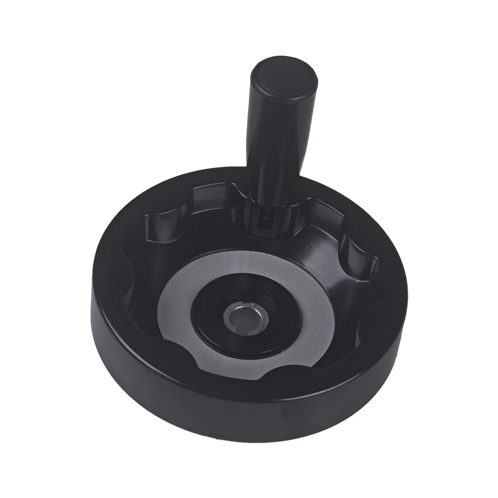 Black Plastic Diameter 125mm Hole 12mm Lathe Milling Machine Inside Ripple Hand Wheel With Revolving Handle Grip