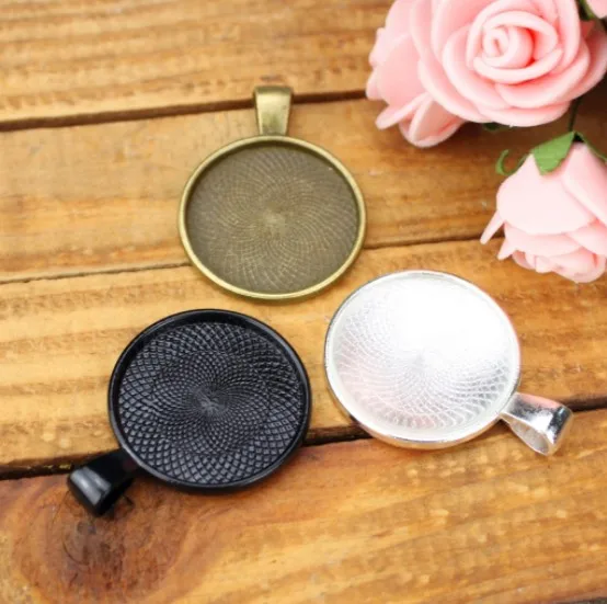 100 pcs - 25mm Round Pendant Tray Wholesale 1 Inch Pendant Bezel Blanks Cabochon Setting Base for Necklace Making