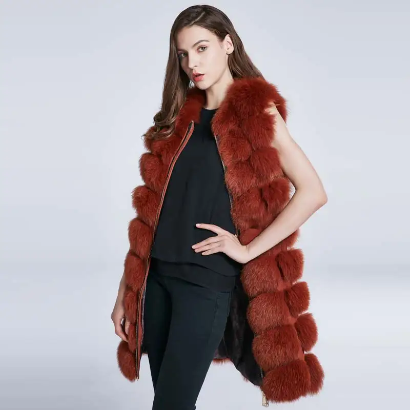 Fox Fur Long Coat Winter Coat Female Hairy Fur Collar Real Fur Coat Adjustable Fatty Skinny Design Tilt Stripe 2021 New