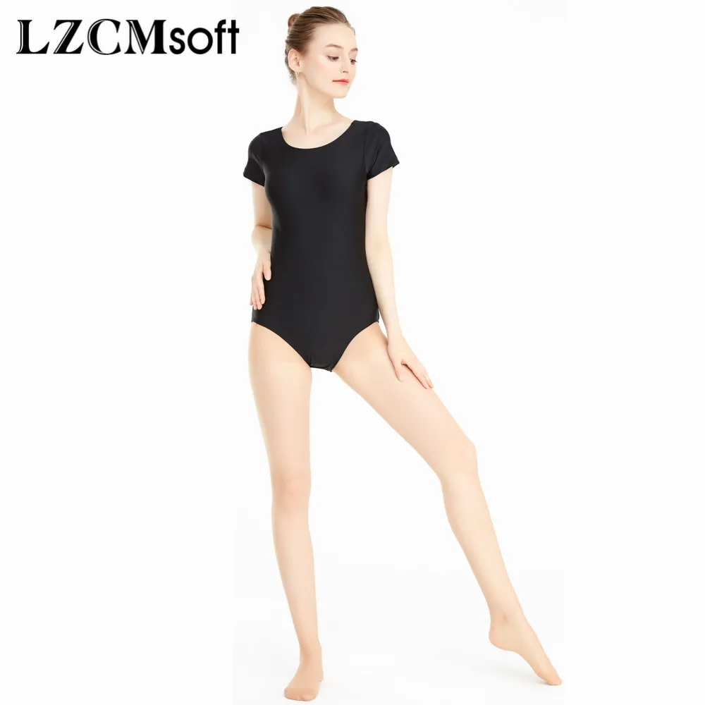 LZCMsoft Women\'s Team Basic Classic Short Sleeve Leotard for Girls Ballet Dance Leotards Gymnastics Nylon Spandex Dancewear