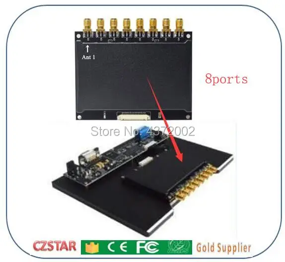 

multiple channel passive ISO18000-6C 6B uhf rfid reader with 8ports antenna connector support connect max 8pcs uhf rfid antenna