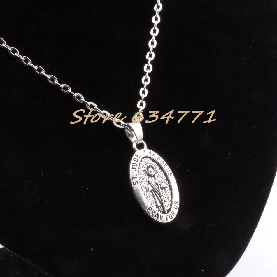 2Pcs Alloy ST. JUDE THADDEUS Pendant Necklace For Religious Belief Jewelry Gifts