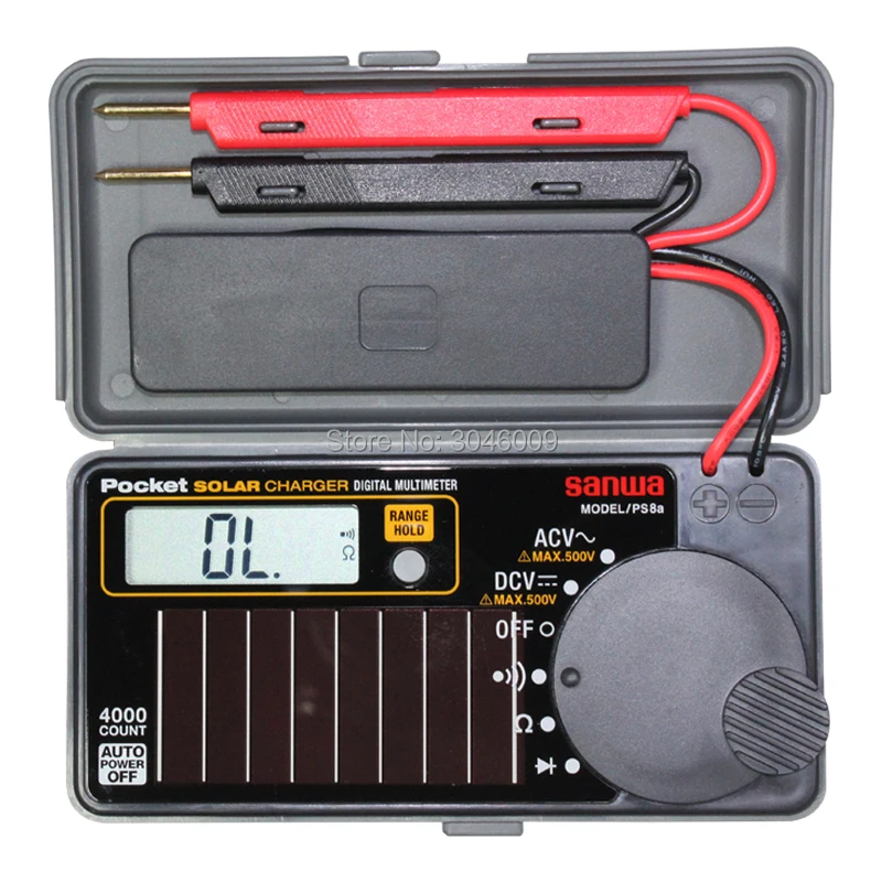 Japan sanwa PS8a Digital Multimeters / Pocket Type, Solar charge battery DMM, Resistance / On / Diode Test