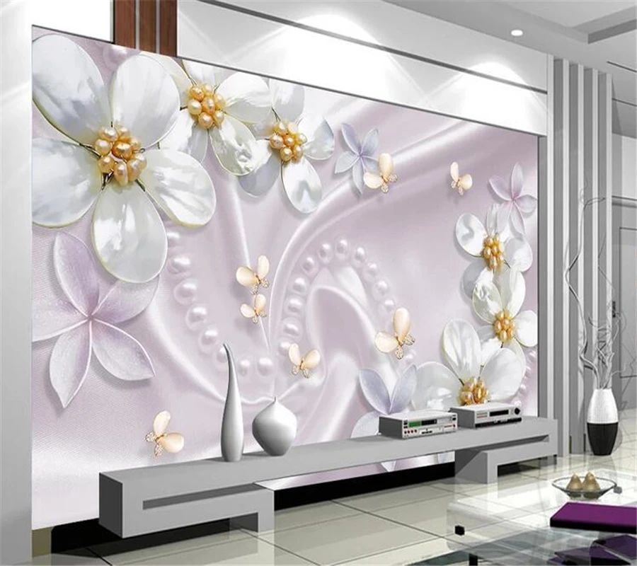 wellyu  Custom wallpaper papel de parede Luxury European Jewelry Flower 3D TV Background Wall papel tapiz carta da parati