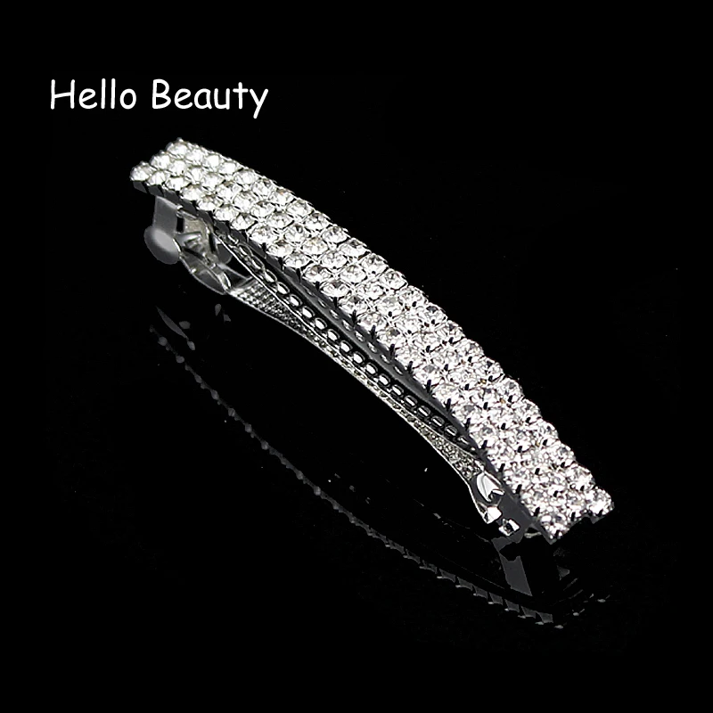 Korea Fashion Hair Jewelry Luxury Hair Accessories French Full Crystal Rhinestone Barrette Hair Clip For Women Girls