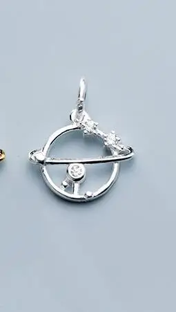 High Quality 925 Sterling Silver Planet AAA Zircon Charms Handmade S925 Silver Women Pendants DIY Jewelry Accessories Supplier