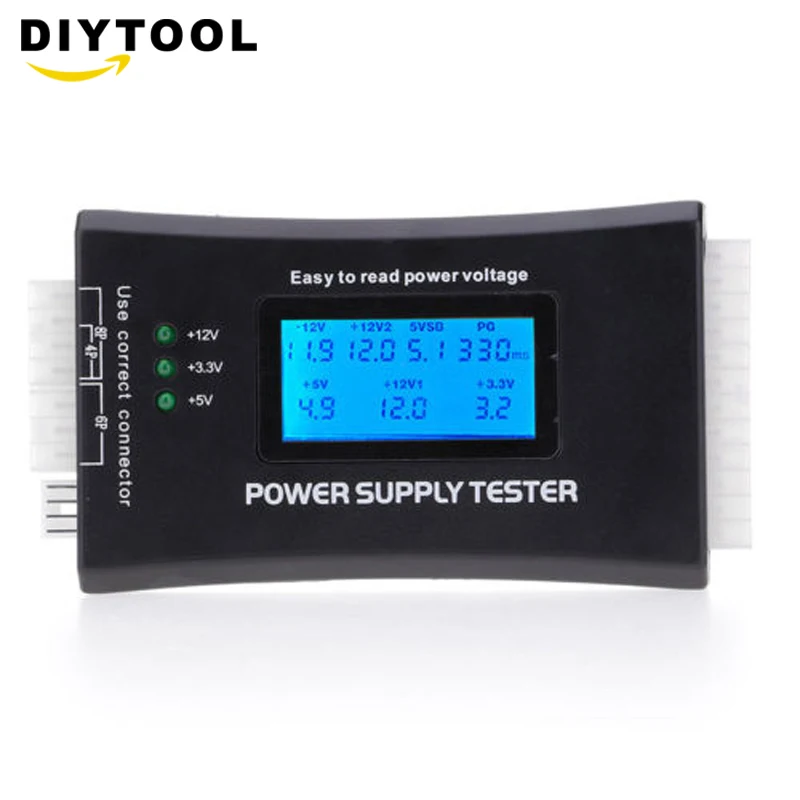 1 pz Digital LCD Power Supply Tester Computer multifunzione 20 24 Pin LCD HD ATX BTX Test di tensione sorgente batteria tester