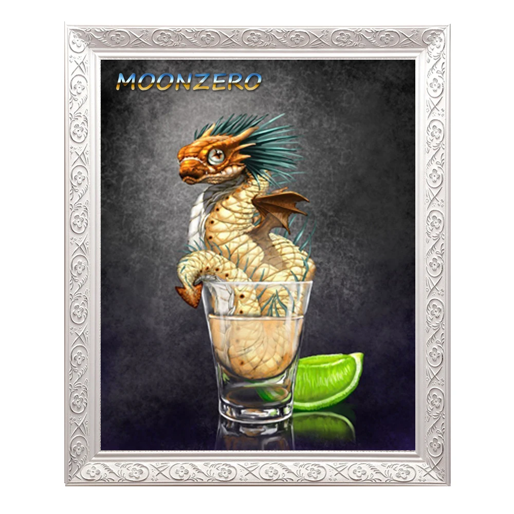 Diamond Painting Cross Stitch Needlework Full Square Rhinestones Mosaic Pasted Picture Wine Culture Fruit Juice_Dragon Handcraft