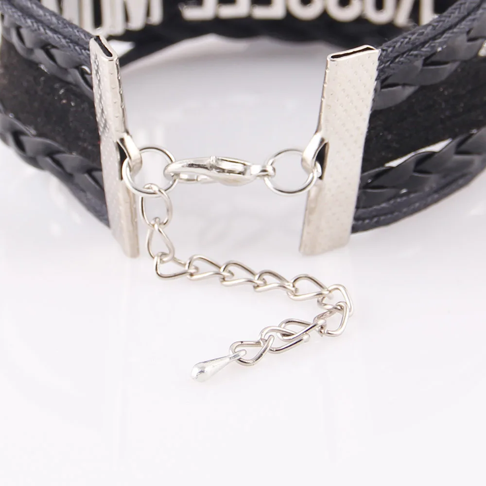 Little Minglou Infinity Love Bladder Cancer Bracelet Ribbon Charm Awareness Leather Men Bracelets & Bangles For Women Jewelry