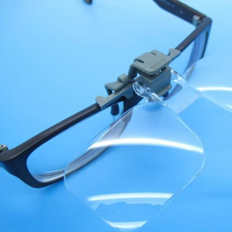 Glasses Magnifier Folding Clip On Loupe Eyeglass Lens Clear Lens 2X Magnifying Glasses Magnifier Reading Jewelry Tool