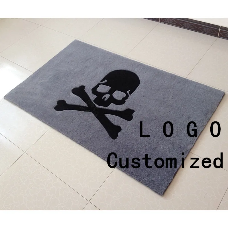 Skull Gray and black large Area Carpets for living room or bedroom Home floor mat rug Branded Customize Acrylic fibres carpet