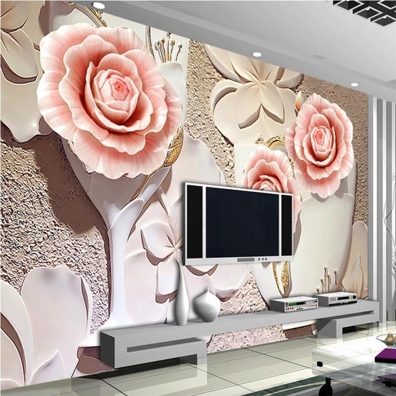 

wellyu papel de parede papier peint Custom wallpaper Rose relief mural TV wall wall papers home decor behang