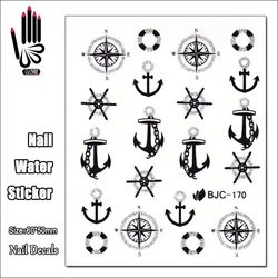 1 Sheet Nail Sticker BJC170 Black Anchor Voyage Nail Art Water Transfer Sticker Decal Sticker For Nail Wraps