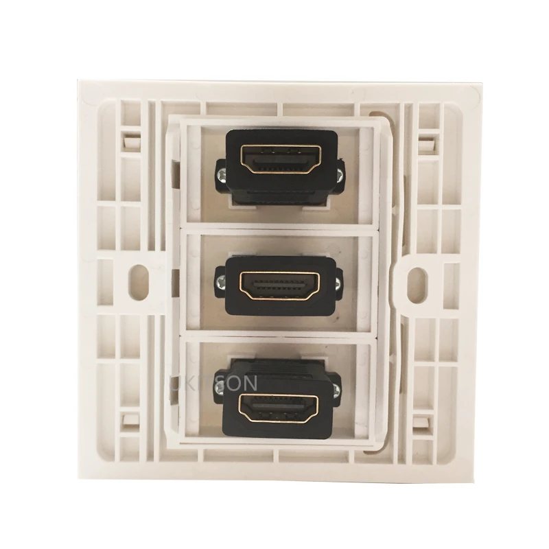 3 Ports HDMI2.0 Faceplate With Female To Female Connector Triple HDMI Socket Wall Plate Outlet 86x86mm