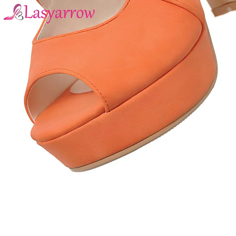 Lasyarrow Brand Shoes Woman Thick High Heels Sandalias Rome Gladiator Shoes Woman Peep Toe Summer Sandals Shoes Ladies RM469