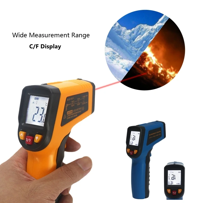 Digital IR Infrared Thermometer -50~600C -50~400C Pyrometer Laser Non-contact Temperature Meter Termometro LCD Display