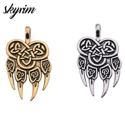 Skyrim Slavic Veles God Symbol Warding Bear Paw Charms Pendants Talisman Amulet Jewelry For DIY Bracelet Necklaces