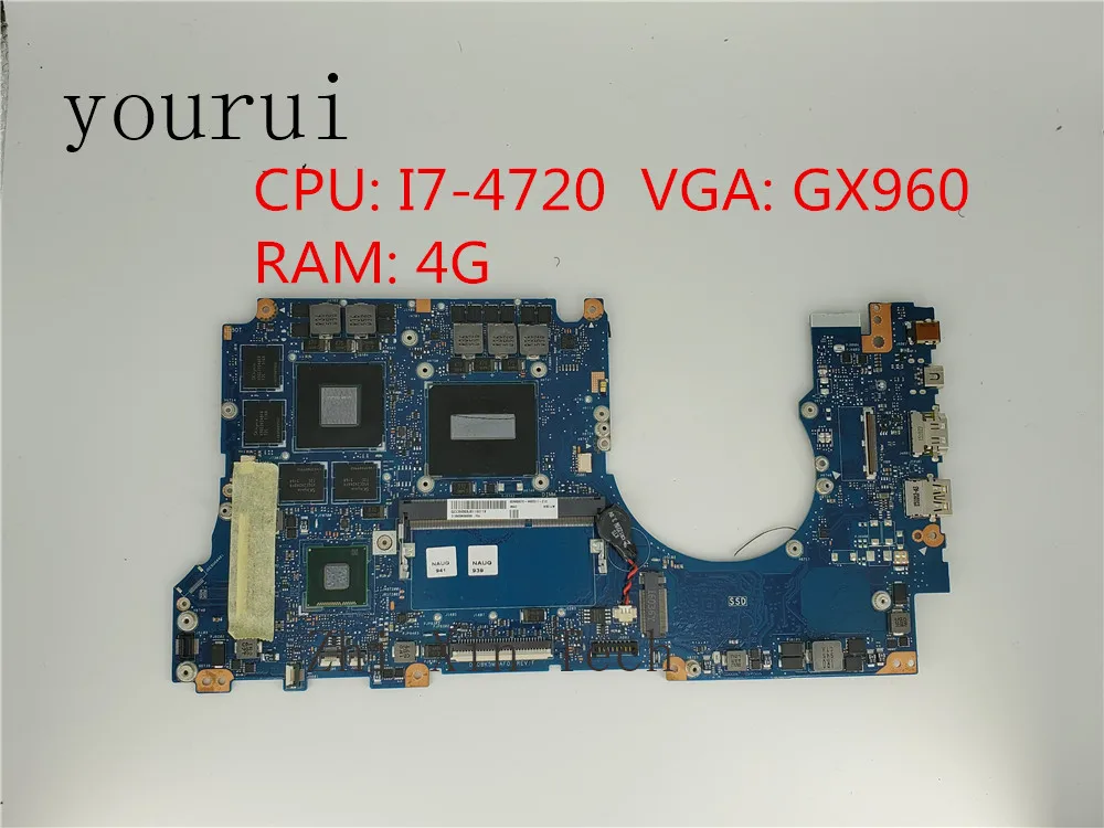 yourui N501Jw 4GB RAM i7-4720HQ CPU GT960M Motherboard For ASUS N501J UX501JW Notebook Motherboard 100% Test all functions