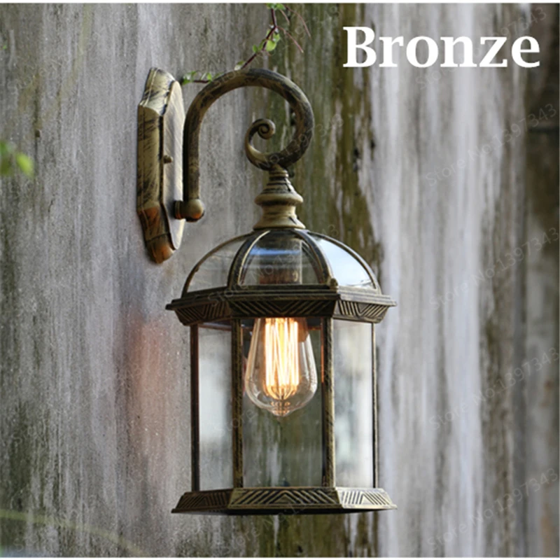 Black/Bronze Iron Wall Lamp AC85-265V Retro Modern Home Lighting Indoor Outdoor Decoration Light Waterproof Wall Light,WLL-347