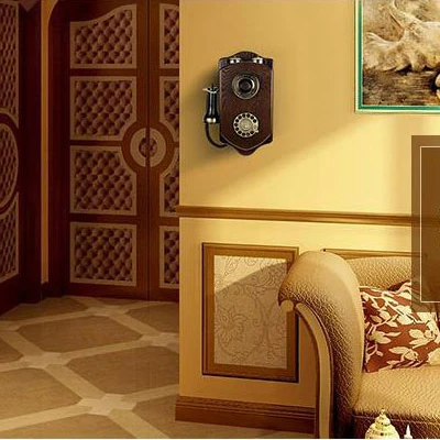 Retro Wall Mounted Fixed Telephone Corded Landline Phone Antique Home Hotel antique saloon decoration wood mechanical ringtone