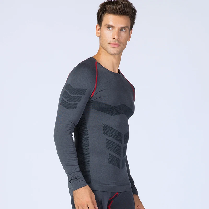 2019 High Elastic Fitness Tight  Gym Shirts Long Sleeve Line Compression Shirts Sport Top Outdoor Training Sport Running Shirts