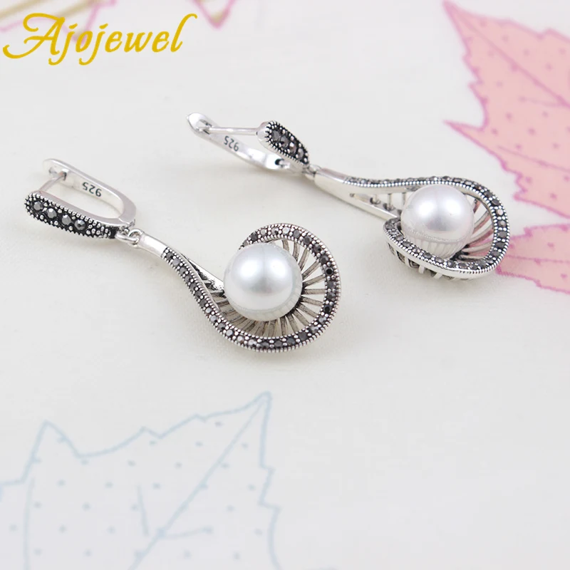 Ajojewel Vintage Simulated-pearl Long Drop Earrings For Women Elegant Party/Wedding Gift For Lady