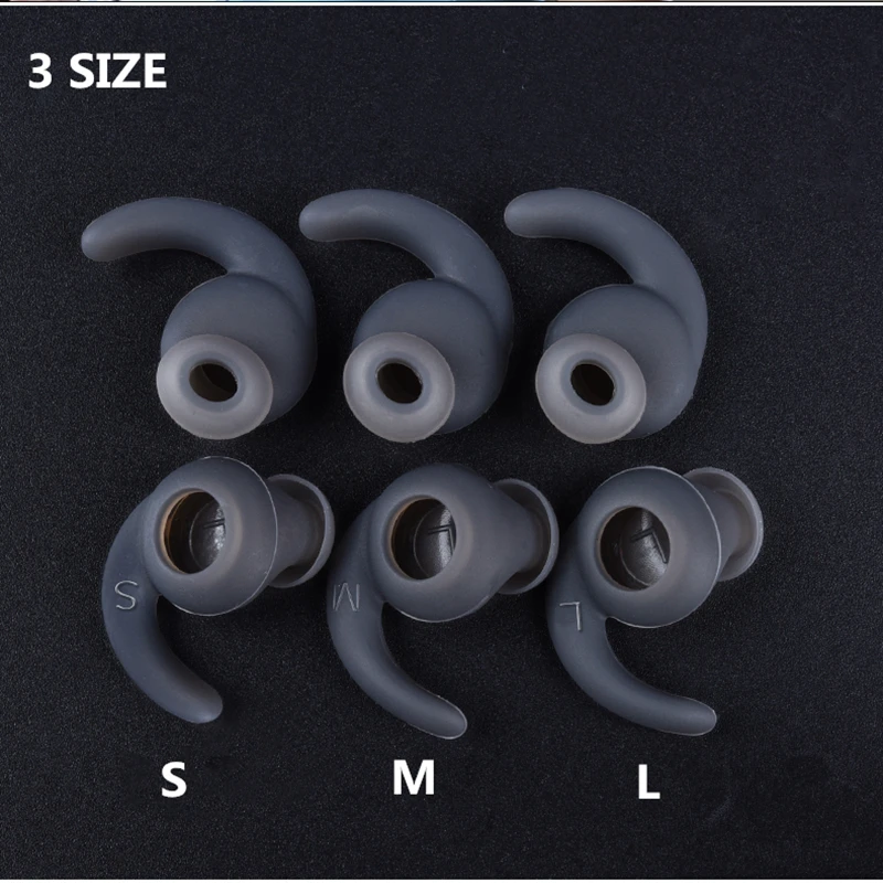 3 Pairs Silicone Ear Tips Ear Bud Replacement Earplugs Ear Hooks for JBL REFLECT BT Sports Earphone Ear Gels S/M/L