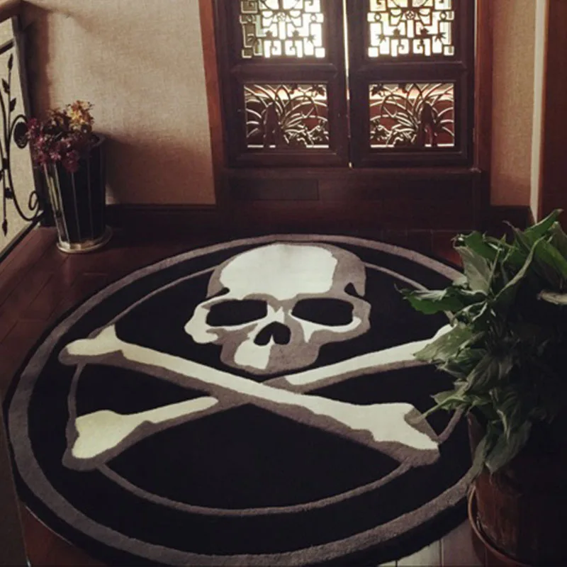 Japanese and Korean style Trend personality Skull Round Skeleton carpet Acrylic rugs Mechanical wash Large size Custom carpets