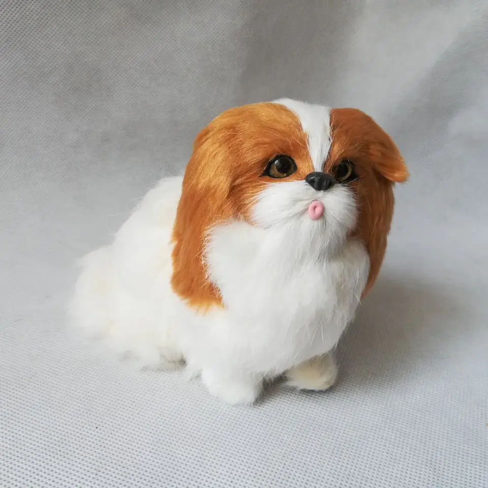 real life toy squatting pekingese model plastic&furs dog about 15x11cm ,toy gift w0099