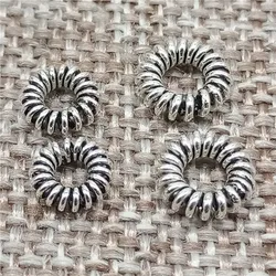 15 Sterling Silver Coiled Rope Ring Beads 925 Silver Twisted Rope Spacer 5mm 6mm
