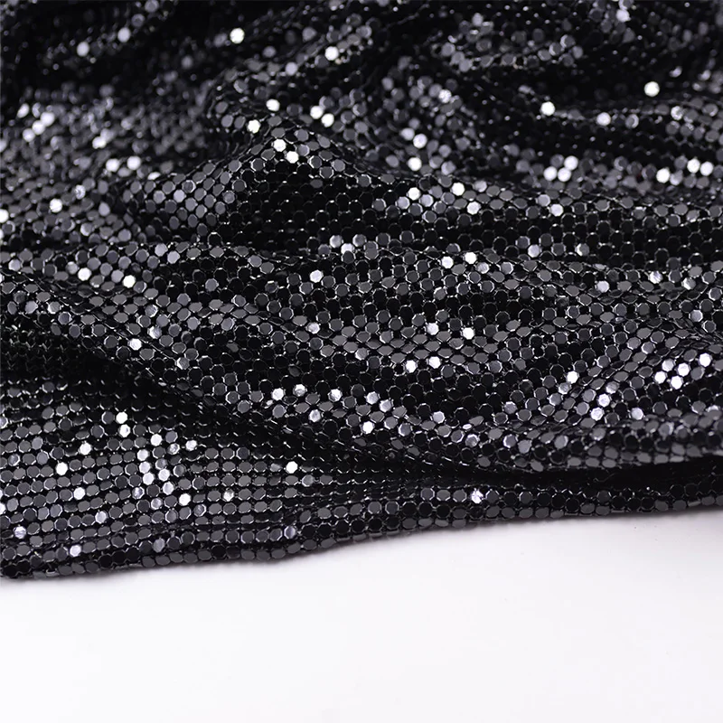 JUNAO 45*150cm Black Rhinestones Fabric Metal Trim Aluminum Mesh Strass Applique Crystal Ribbon Banding for Dress Bag Crafts