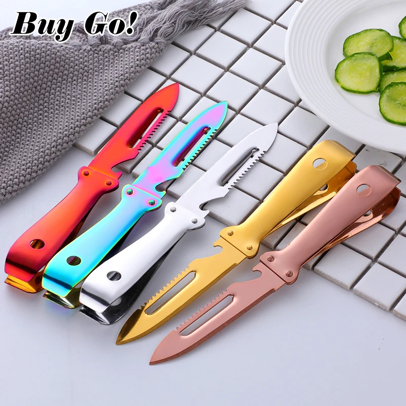 1/2PCS Multi-function Stainless Steel Bottle Opener Peeler Vegetable Fruit Knife Fish Bone Remover Tweezer Puller Tongs Kitchen