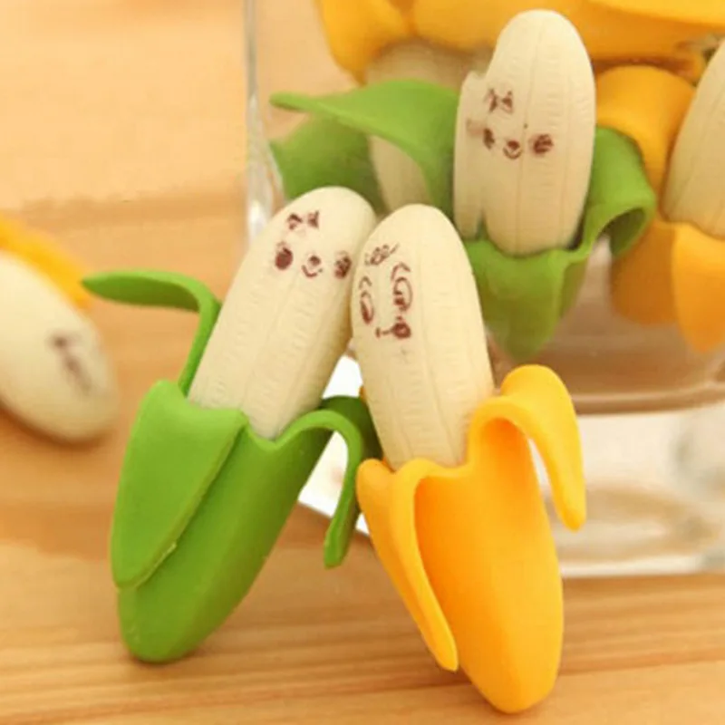 2pcs Novelty Kawaii Cute Cartoon Banada Expression Eraser Office School Supplies Kids Pencil Rubber Toys Student Stationery Gift
