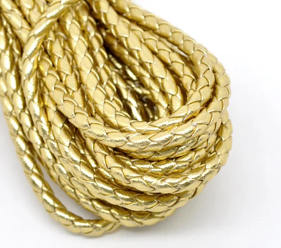 

Free Shipping 10m Gold Plated Braiding Leatheroid Jewelry Cord 5mm thick