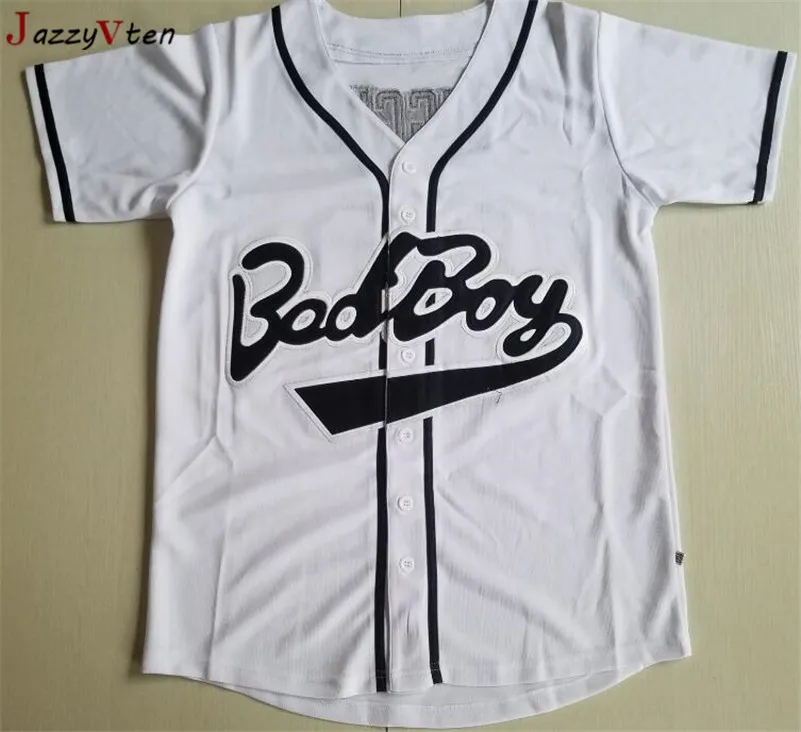 Movie jerseys Men  Bad Boy  Smalls 10 Baseball Jersey Black Whtie For Drop  Shipping street hiphop baseball tops