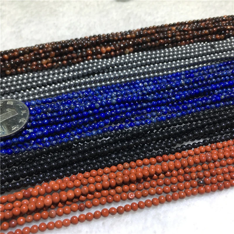 3MM 1Strand-128Pcs 100% Natural Tiger Eye Stone Raw Lapis Lazuli Black Strands Jewellery Loose Beads