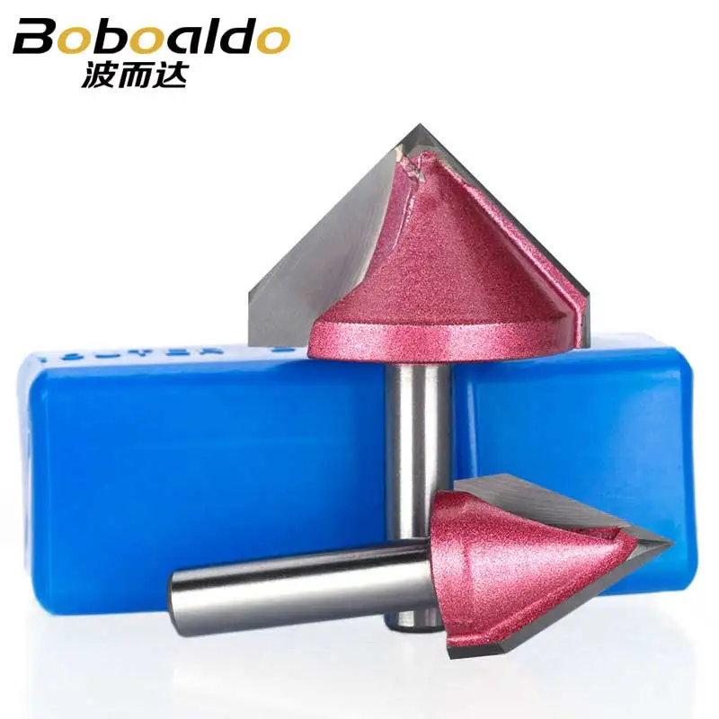 8mm Shank V Groove Bit CNC Solid Carbide End Mill 3D Router Bits Wood 60 90 120 150 Degree Tungsten Woodworking Milling Cutter