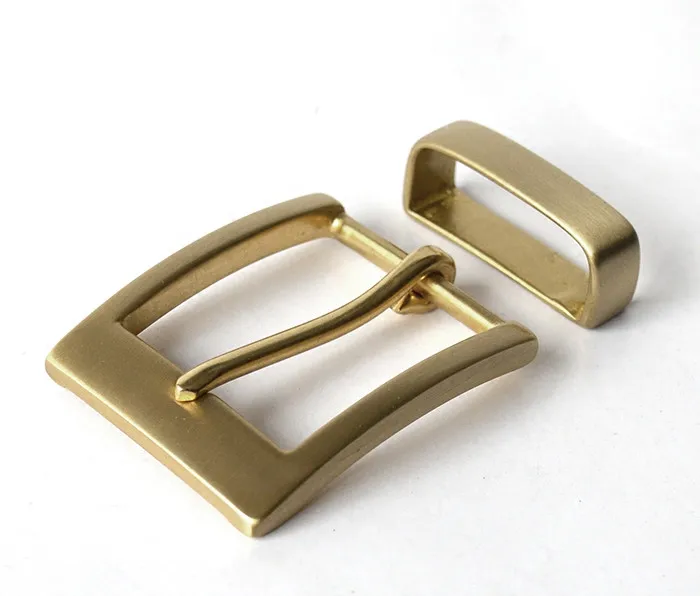 2 parts/set DIY leather accessories solid brass 40mm Men\'s belt buckle Metal Cowboy Belt loop Cosplay For 3.8-3.9cm Wide belt