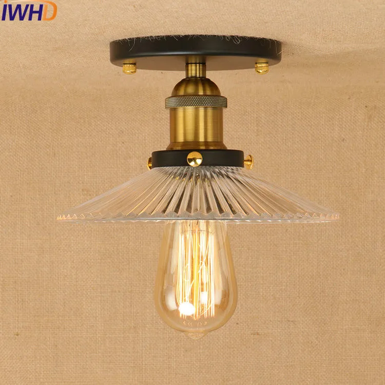 

New Industrial Vintage Ceiling Lights Glass Lampshade Loft Ceiling Lamp Fixtures Home Lighting Lamparas De Techo Avize Luminaire