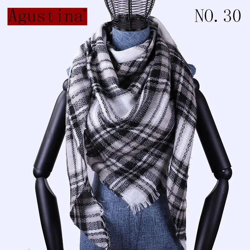 women Plaid scarf winter cashmere tartans scarf shawl poncho triangle scarfs luxury capes pashmina ladies scarves womens shaws