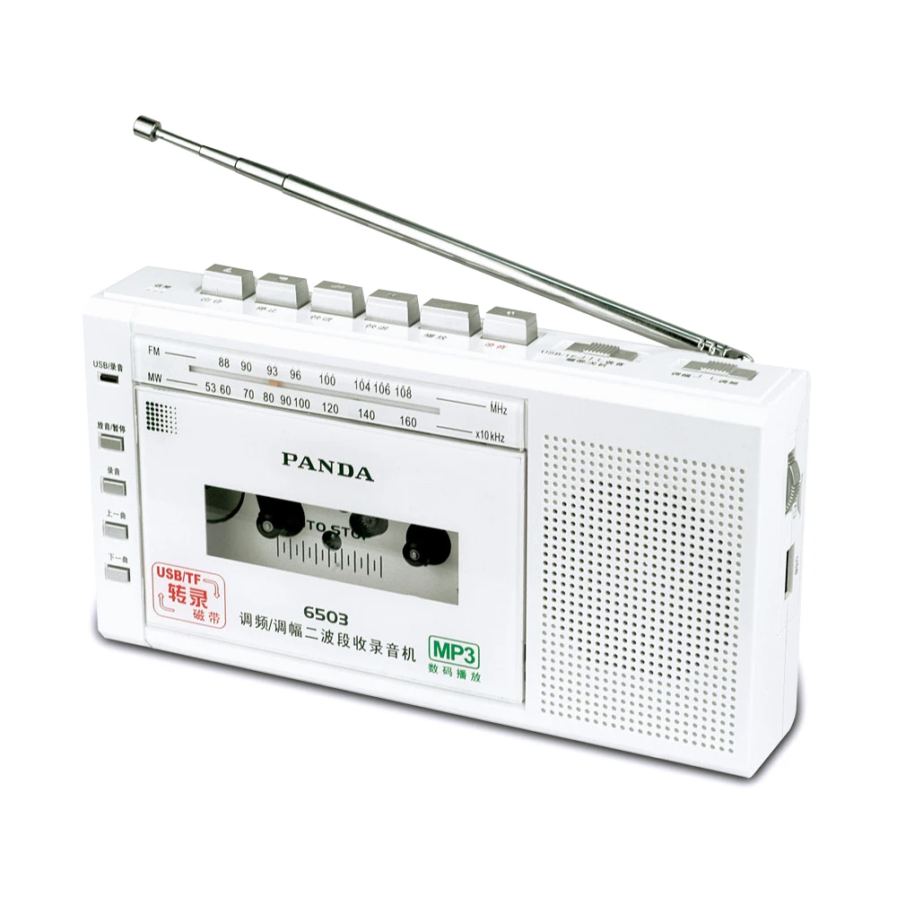 Imagem -03 - Panda 6503 Gravador de Transferência para Microfone Embutido Gravação de Uma Chave Disco u Reprodução de Cartão tf Rádio fm wm