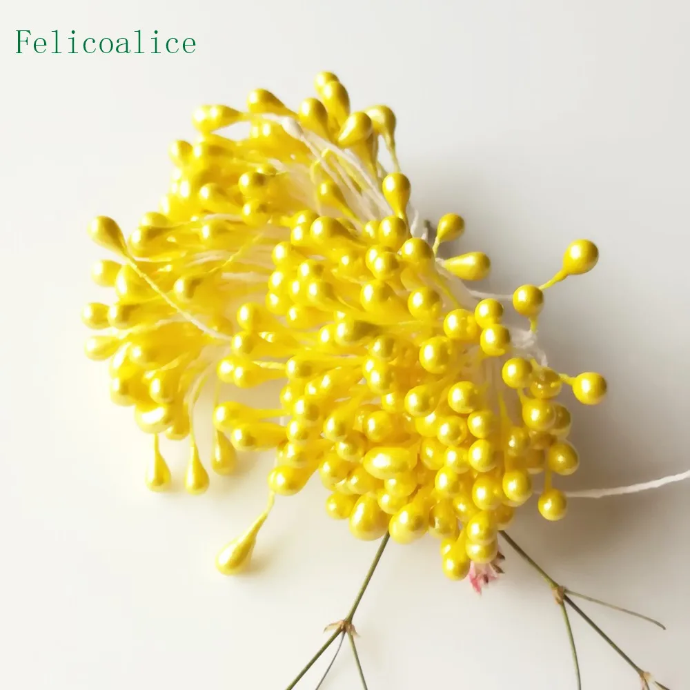 3mm 500 stücke Perle Blume Staubblatt Stempel Kuchen Dekoration Für DIY Doppel Köpfe Floral Staubblatt Für DIY Hochzeit dekoration – Detail 13