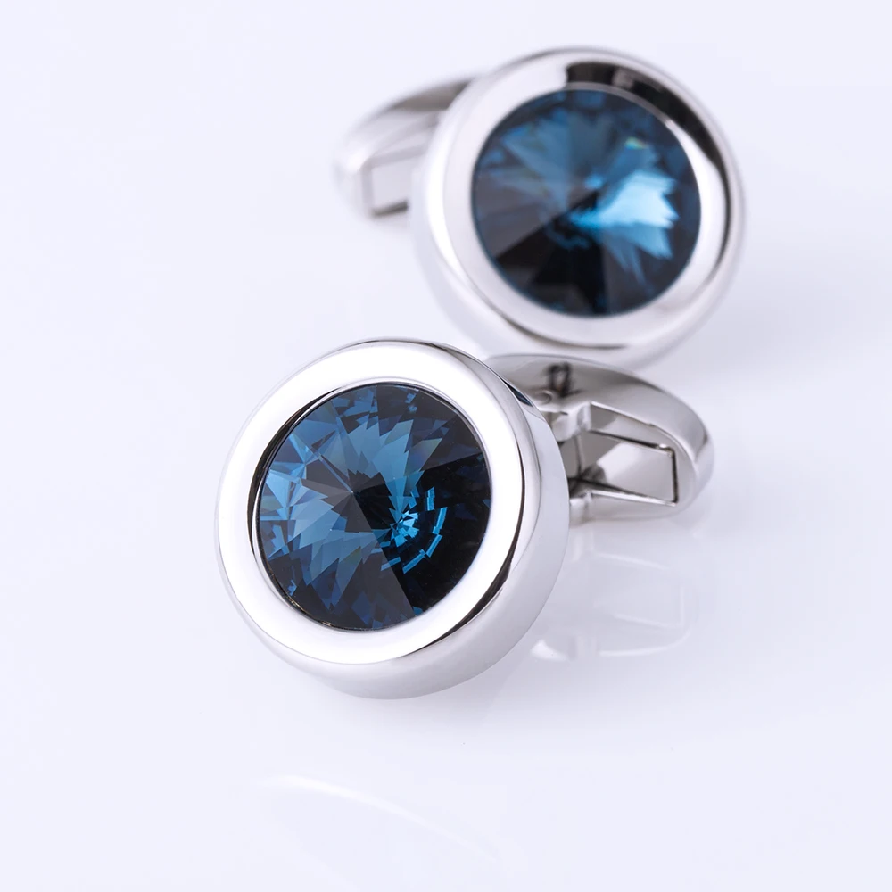 KFLK Jewelry shirt cufflink for mens Brand Crystal Cuff links Wholesale designer Buttons french High Quality Round guests