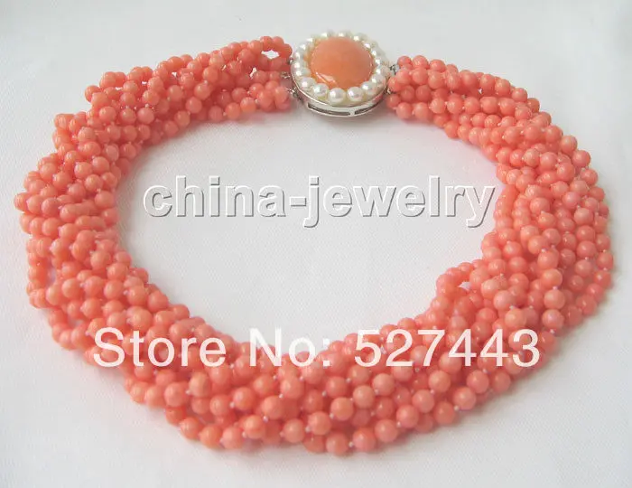 

Prett Lovely Women's Wedding Wholesale Beautiful 8row 5mm natural pink coral necklace Factory wholesale price