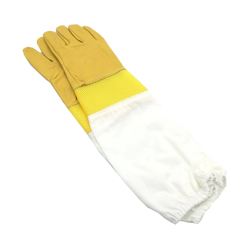 1 Pair Bee Gloves Protective Beekeeping Gloves Goatskin Bee Keeping Vented Long Sleeves beekeeping equipment and tools