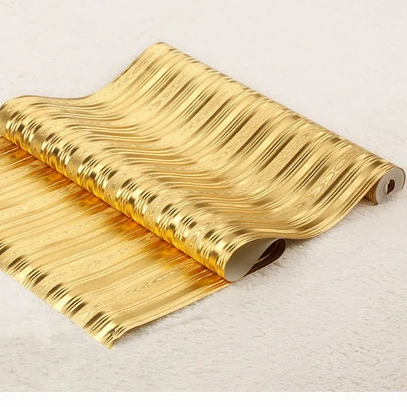 beibehang Gold Wallpaper KTV box hotel bar cafe modern vertical stripes golden yellow gold background wallpaper papel de parede