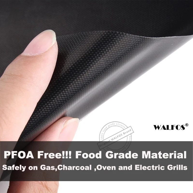 WALFOS-estera de Ptfe para parrilla de barbacoa, 0,2mm de grosor, 33x40cm, antiadherente, reutilizable, para hornear