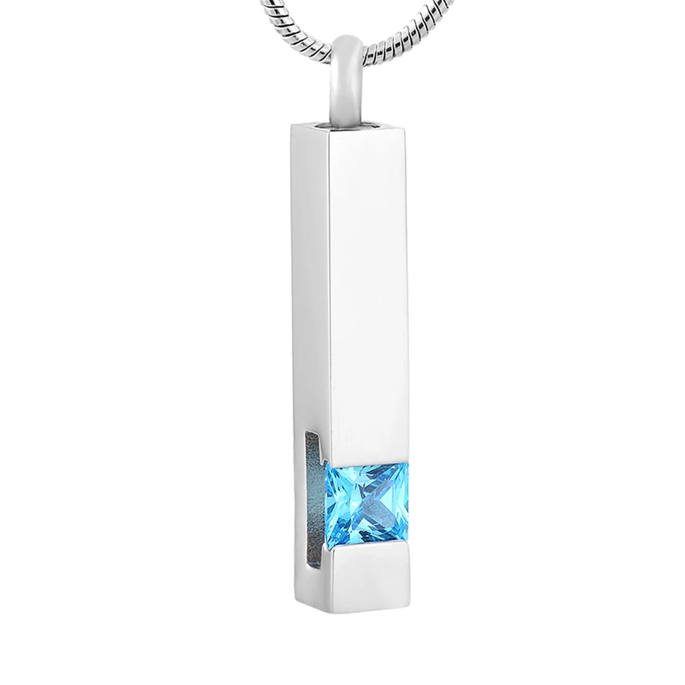 

CMJ9726 Light Blue Cube Birthstone Stainless Steel Memorial ash keepsake Urns Jewelry memorial urn necklace for ashes