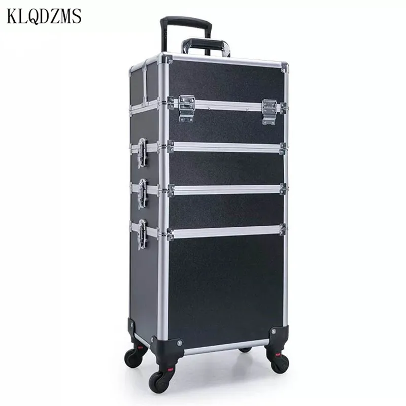 KLQDZMS High Quality Women Professional Make Up Case Trolley Cosmetic Suitcase Large Capacity Rolling Luggage On Wheels