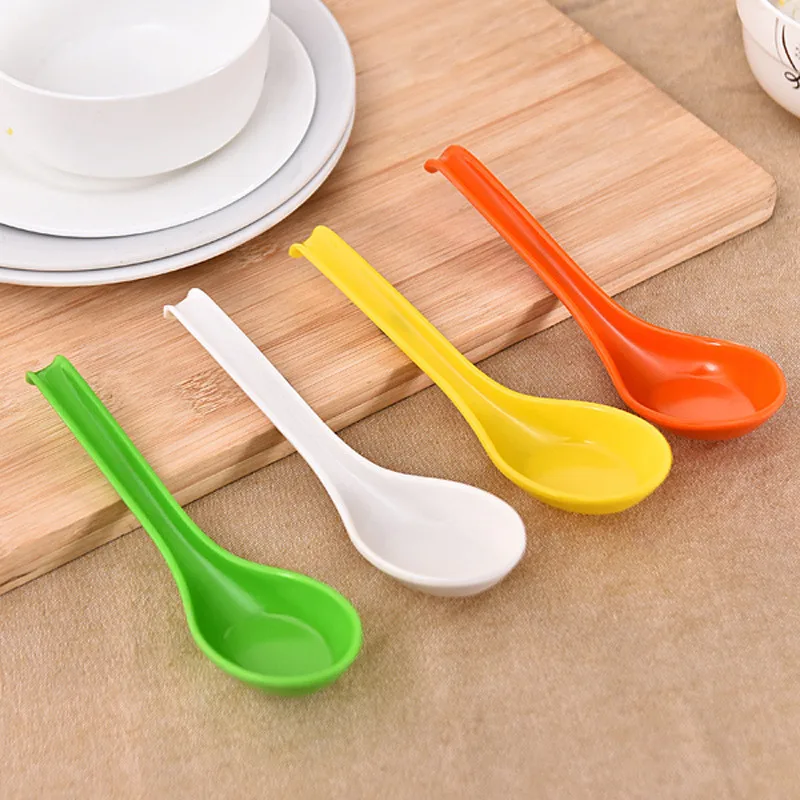 

300pcs/lot Colorful hook spoon melamine spoon Bowl Soup Honey Porridge Spoon tableware LX0449